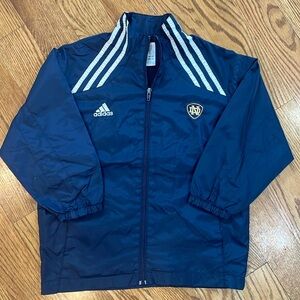 Youth Notre Dame Fighting Irish Adidas Zip Up Windbreaker/Jacket. Size S 8-10.